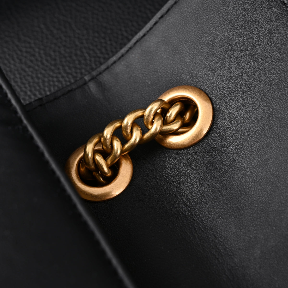 Gucci GG Marmont Small Matelassé Shoulder Bag – Black Leather with Gold Hardware