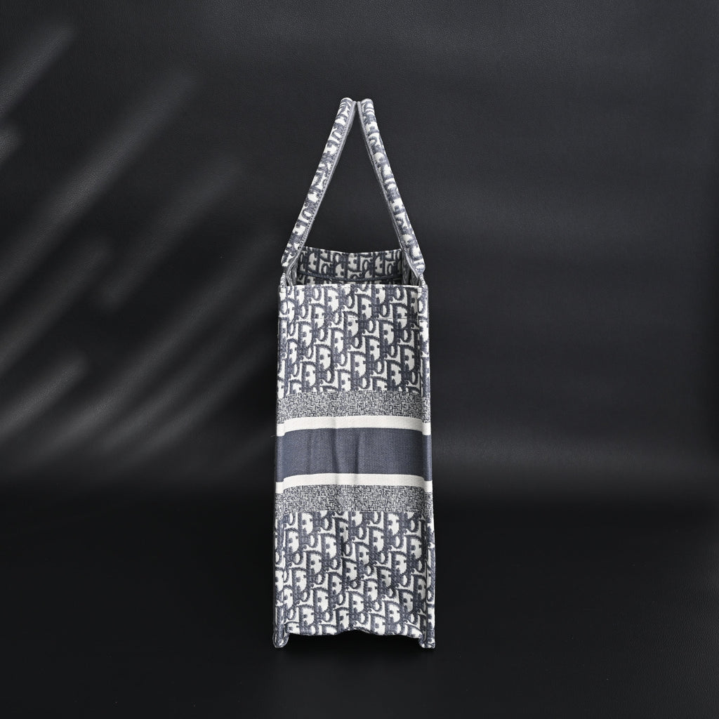 Christian Dior Large Book Tote – Grey Oblique Embroidery