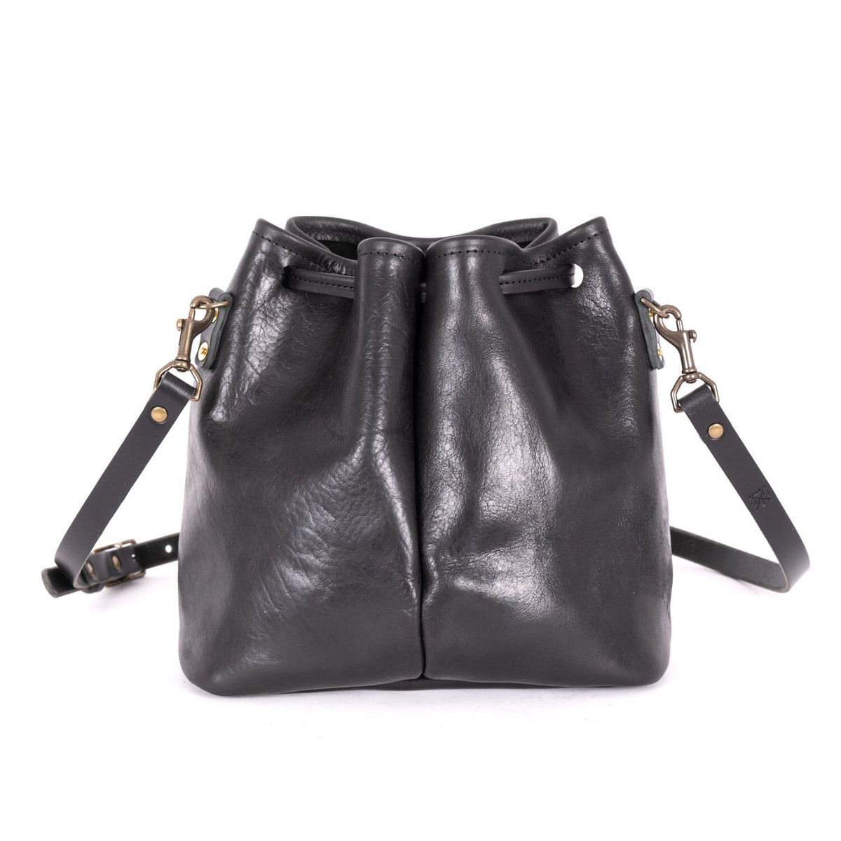 ABBY LEATHER BUCKET BAG - BLACK BISON
