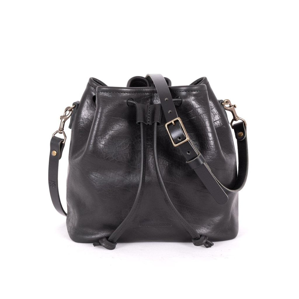 ABBY LEATHER BUCKET BAG - BLACK BISON