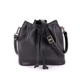 ABBY LEATHER BUCKET BAG - BLACK | BLACK STRAPS