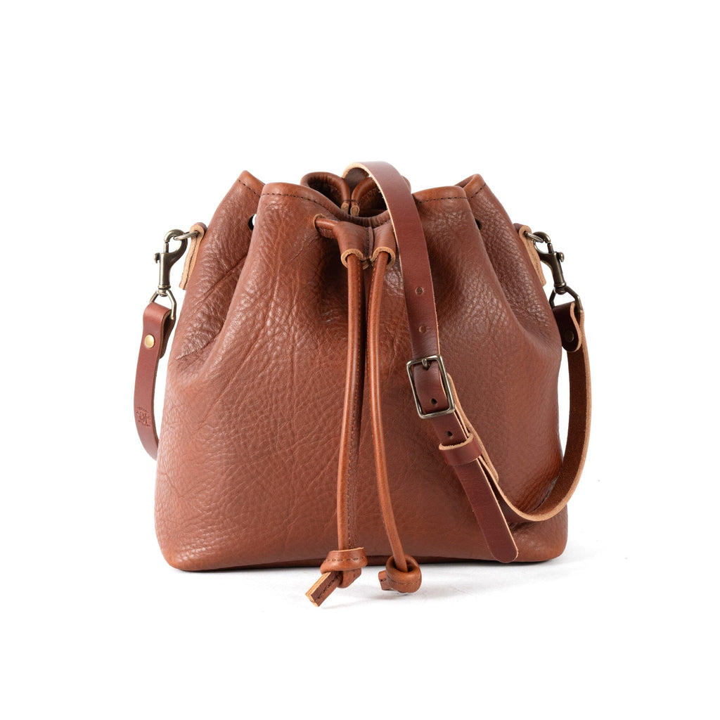 ABBY LEATHER BUCKET BAG - CHERRY BISON