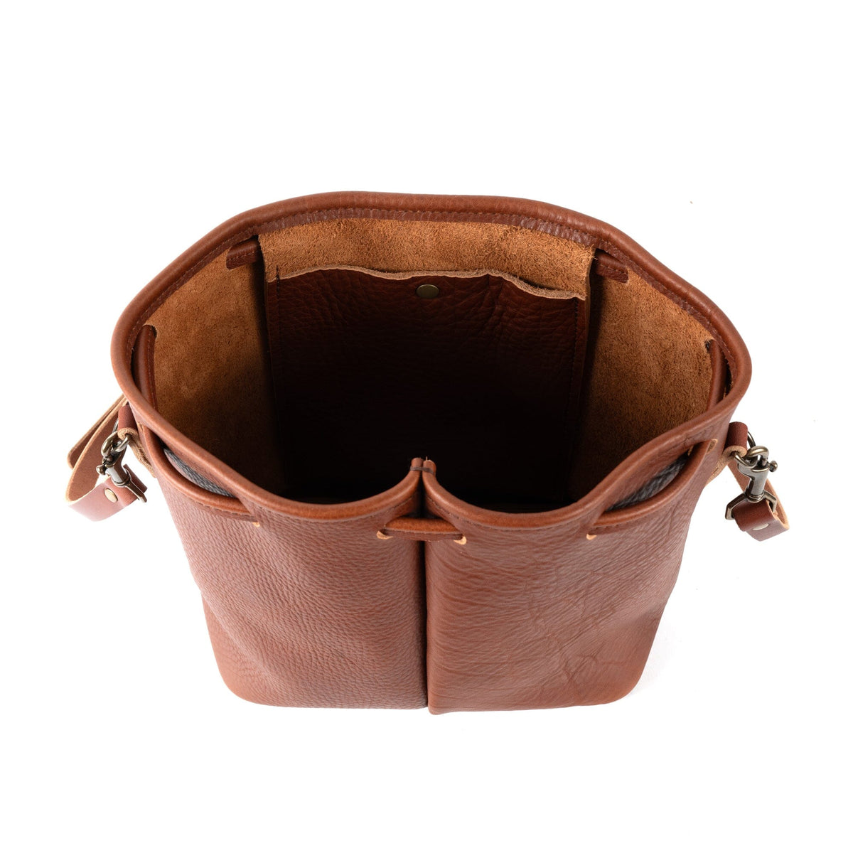 ABBY LEATHER BUCKET BAG - CHERRY BISON
