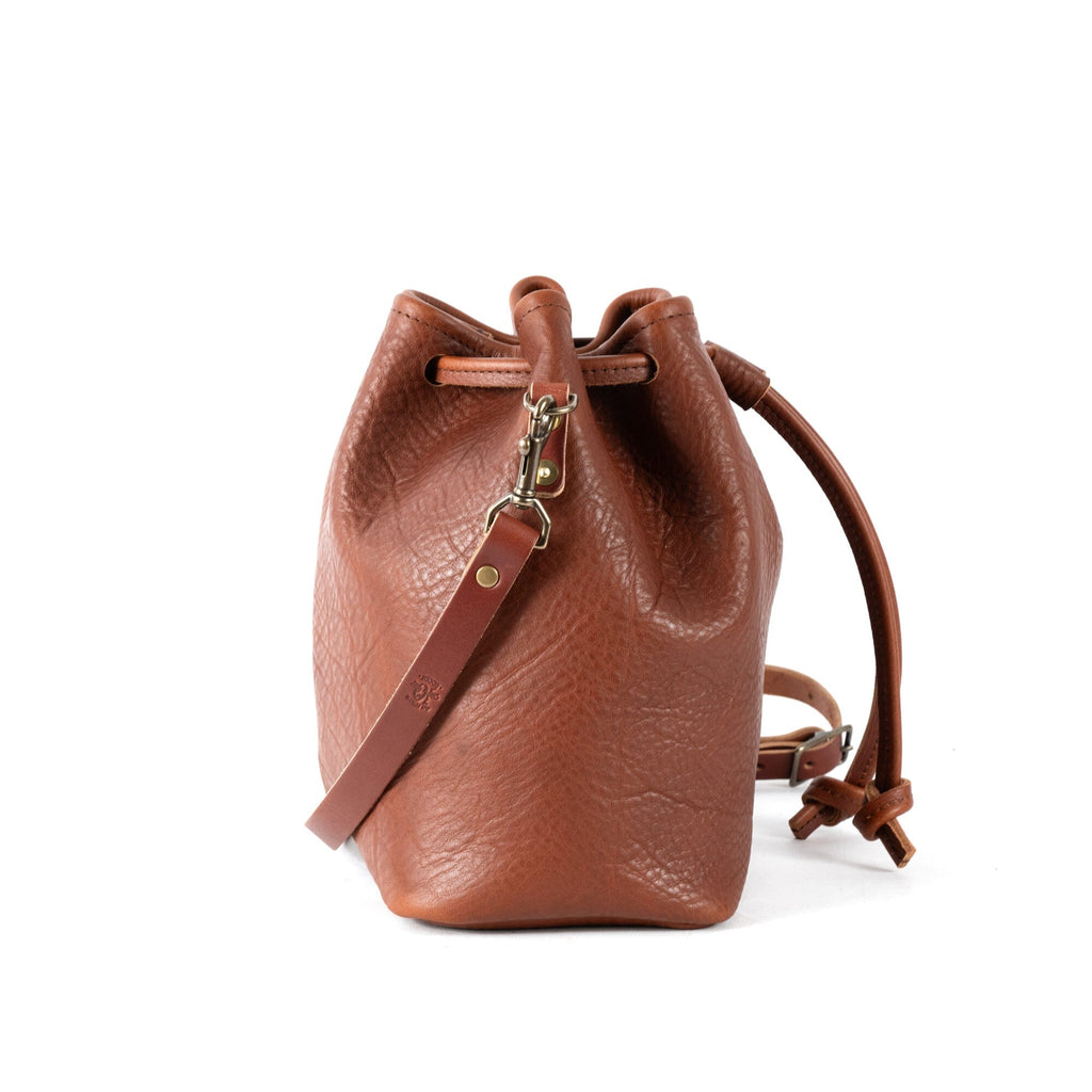 ABBY LEATHER BUCKET BAG - CHARCOAL BISON