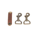 2 SWIVEL CLIPS AND LEATHER SNAP PIECE - FOR CHAIN LINK LEATHER STRAPS