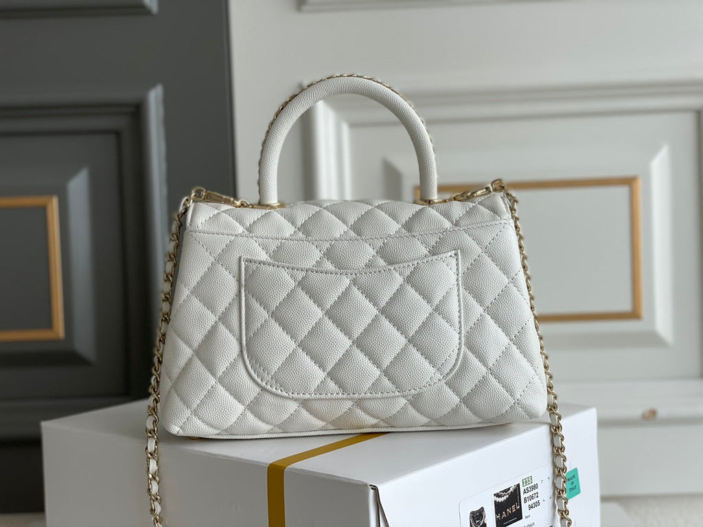 Chanel Coco Handle White Bag - 24x14x10cm