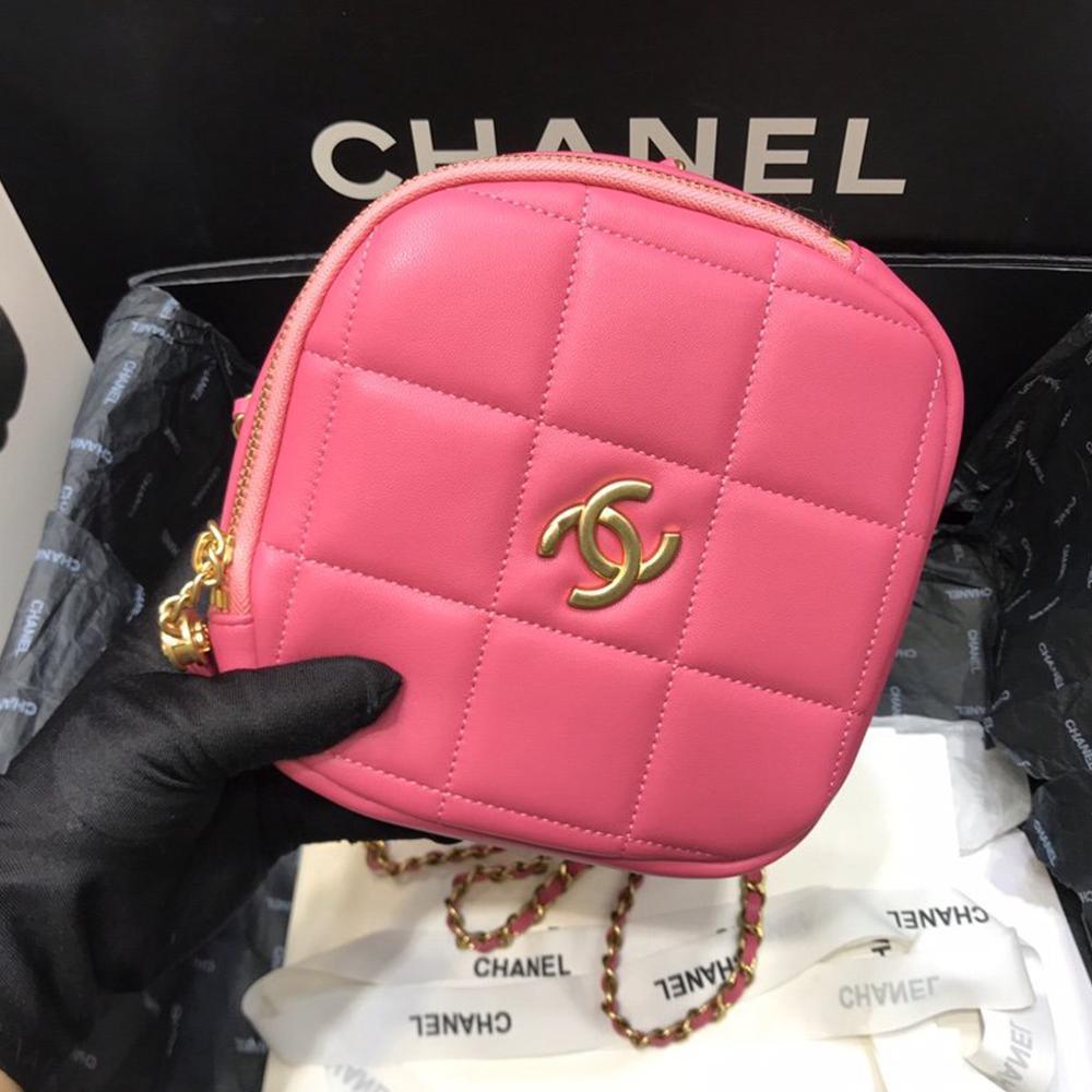 Chanel lambskin diamond cut Pink bag
